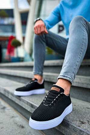 J413 Crew Ortopedik Taban Günlük Triko Erkek Sneaker Spor Ayakkabı TBT Siyah