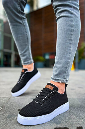 J413 Crew Ortopedik Taban Günlük Triko Erkek Sneaker Spor Ayakkabı TBT Siyah