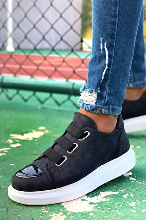 J251 Mirror Ortopedik Taban Günlük Cilt Erkek Sneaker Spor Ayakkabı CBT Siyah