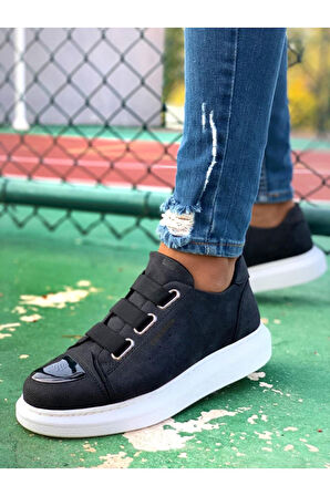J251 Mirror Ortopedik Taban Günlük Cilt Erkek Sneaker Spor Ayakkabı CBT Siyah