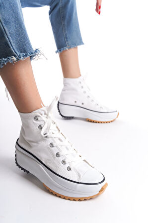 CHLOE Bağcıklı Ortopedik Taban Kadın Sneaker Ayakkabı BT Beyaz