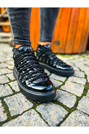 J189 Charisma Ortopedik Taban Günlük Rugan Erkek Sneaker Spor Ayakkabı RST Siyah