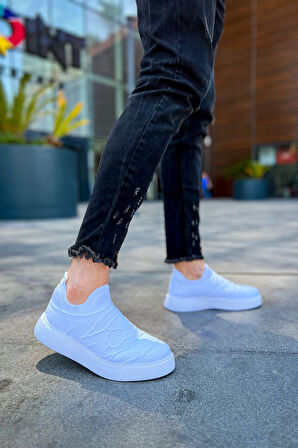 J411 Craig Ortopedik Taban Günlük Triko Erkek Sneaker Spor Ayakkabı TBT Beyaz