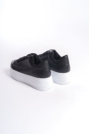 SABINA Bağcıklı Ortopedik Taban Kadın Sneaker Ayakkabı BT Siyah