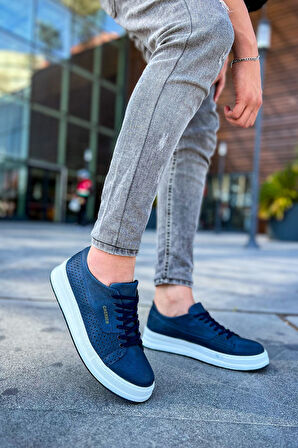 J043 Cowien Ortopedik Taban Günlük Cilt Erkek Sneaker Spor Ayakkabı CBT Lacivert