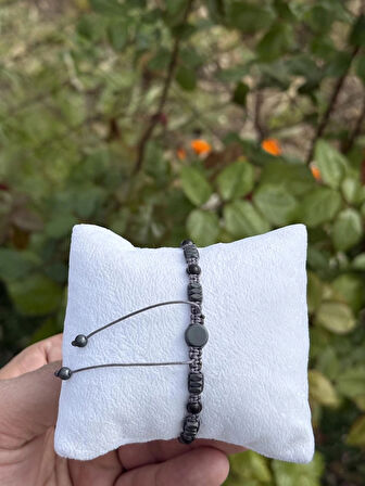 Hematit Bileklik - Joyce Grey Black Bileklik - 