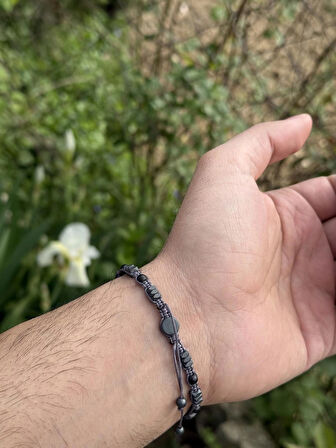 Hematit Bileklik - Joyce Grey Black Bileklik - 