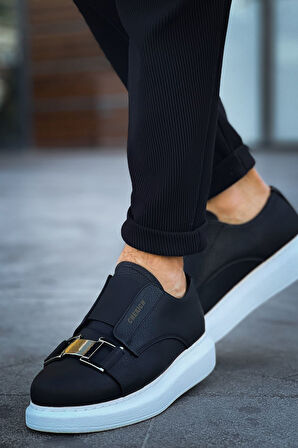 J297 Ortopedik Taban Günlük Cilt Erkek Sneaker Spor Ayakkabı CBT Siyah