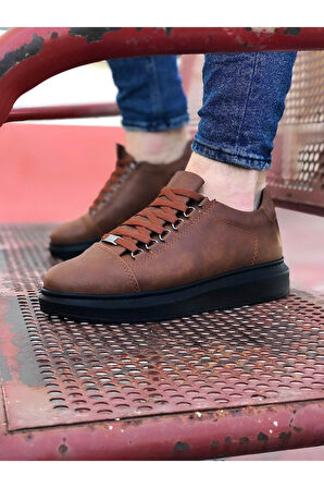 J08 Bağcıklı Ortopedik Taban Erkek Sneaker Günlük Ayakkabı ST Taba