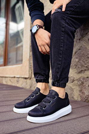 J253 Mirror Non Ortopedik Taban Günlük Cilt Erkek Sneaker Spor Ayakkabı CBT Siyah
