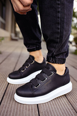 J253 Mirror Non Ortopedik Taban Günlük Cilt Erkek Sneaker Spor Ayakkabı CBT Siyah