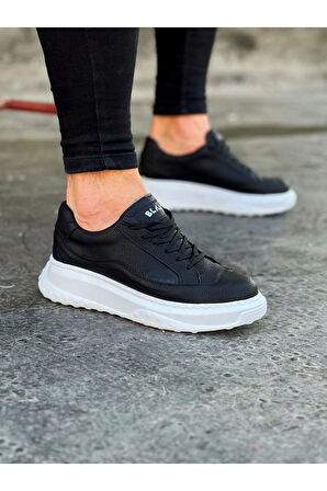 J507 Bağcıklı Ortopedik Taban Erkek Sneaker Günlük Ayakkabı BT Siyah