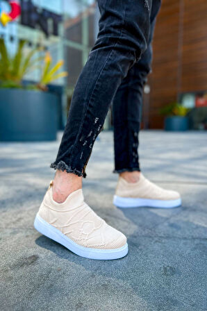J411 Craig Ortopedik Taban Günlük Triko Erkek Sneaker Spor Ayakkabı TBT Bej