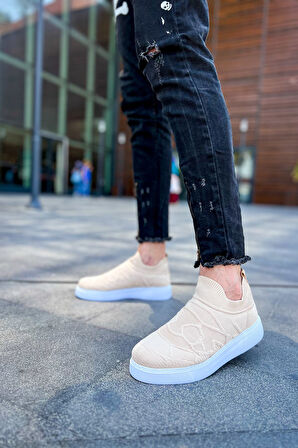 J411 Craig Ortopedik Taban Günlük Triko Erkek Sneaker Spor Ayakkabı TBT Bej