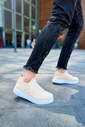 J411 Craig Ortopedik Taban Günlük Triko Erkek Sneaker Spor Ayakkabı TBT Bej