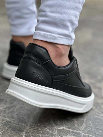 J006 Bağcıklı Ortopedik Taban Günlük Erkek Spor Sneaker Ayakkabı BT Siyah