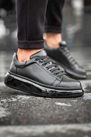 J295 Sollıevo Ortopedik Taban Günlük Cilt Erkek Sneaker Spor Ayakkabı CST Siyah