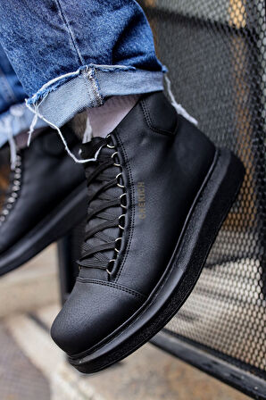 J258 Roma Bağcıklı Ortopedik Taban Günlük Cilt Erkek Spor Postal Bot CST Siyah