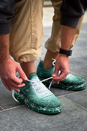 J307 Tricot Ortopedik Taban Günlük Splush Triko Erkek Sneaker Spor Ayakkabı TYT Yeşil