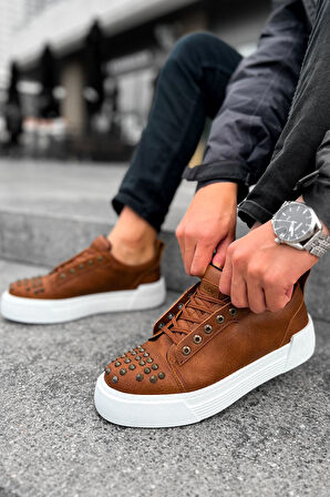 J169 Thorn Ortopedik Taban Günlük Cilt Erkek Sneaker Spor Ayakkabı CBT Taba