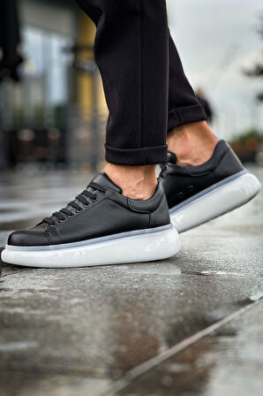 J295 Sollıevo Ortopedik Taban Günlük Cilt Erkek Sneaker Spor Ayakkabı CBT Siyah