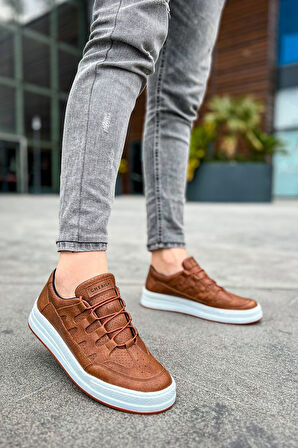 J040 C-Rey Ortopedik Taban Günlük Cilt Erkek Sneaker Spor Ayakkabı CBT Taba
