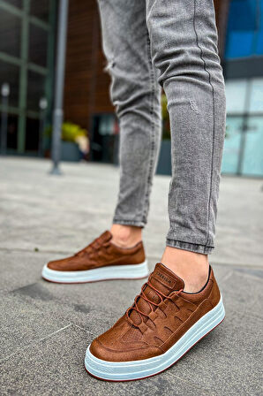 J040 C-Rey Ortopedik Taban Günlük Cilt Erkek Sneaker Spor Ayakkabı CBT Taba