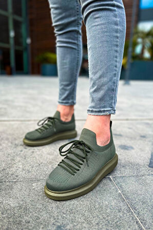 J307 Tricot Ortopedik Taban Günlük Triko Erkek Sneaker Spor Ayakkabı THT Haki