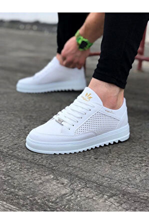J505 Bağcıklı Ortopedik Taban Erkek Sneaker Günlük Ayakkabı BT Beyaz