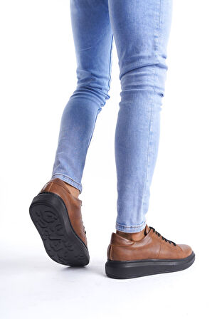 J151 Boost Bağcıklı Cilt Erkek Günlük Sneaker Ayakkabı ST Taba