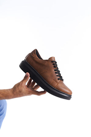 J151 Boost Bağcıklı Cilt Erkek Günlük Sneaker Ayakkabı ST Taba