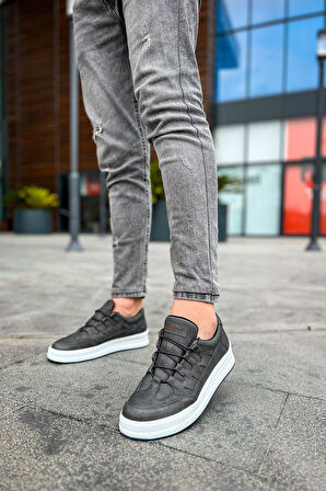 J040 C-Rey Ortopedik Taban Günlük Cilt Erkek Sneaker Spor Ayakkabı CBT Antrasit