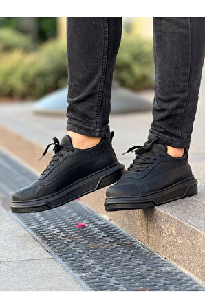 J987 Second Edition Ortopedik Taban Günlük Cilt Erkek Sneaker Spor Ayakkabı CST Siyah