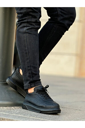 J987 Second Edition Ortopedik Taban Günlük Cilt Erkek Sneaker Spor Ayakkabı CST Siyah