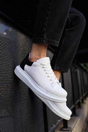 J256 Estrella Ortopedik Taban Günlük Cilt Erkek Sneaker Spor Ayakkabı CBT Beyaz/Siyah