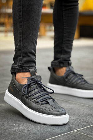 J159 Saturn Ortopedik Taban Günlük Cilt Erkek Sneaker Spor Ayakkabı CBT Antrasit