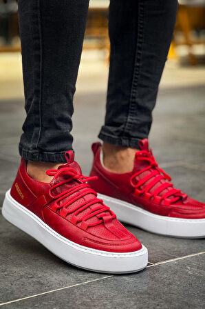 J159 Saturn Ortopedik Taban Günlük Cilt Erkek Sneaker Spor Ayakkabı CBT Kırmızı