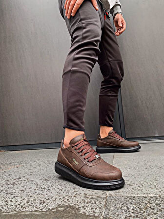 J040 Bağcıklı Ortopedik Taban Erkek Günlük Sneaker Spor Ayakkabı ST Kahverengi