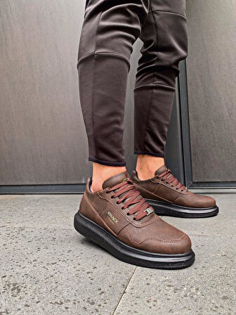 J040 Bağcıklı Ortopedik Taban Erkek Günlük Sneaker Spor Ayakkabı ST Kahverengi