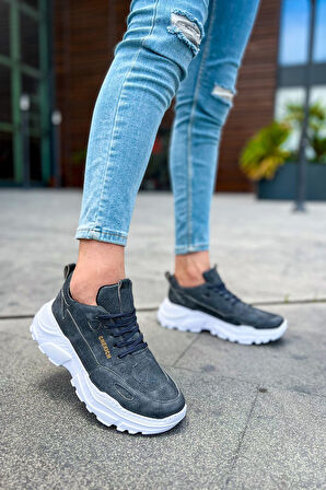 J089 Low Top Lace Up Ortopedik Taban Günlük Cilt Erkek Sneaker Spor Ayakkabı CBT Antrasit