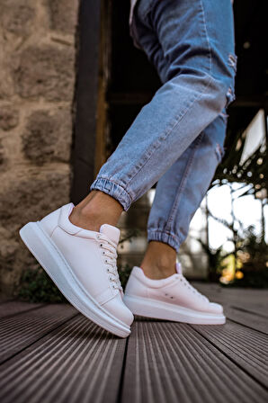 J257 Estrella Ortopedik Taban Günlük Cilt Erkek Sneaker Spor Ayakkabı CBT Beyaz