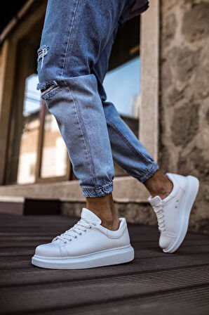 J257 Estrella Ortopedik Taban Günlük Cilt Erkek Sneaker Spor Ayakkabı CBT Beyaz