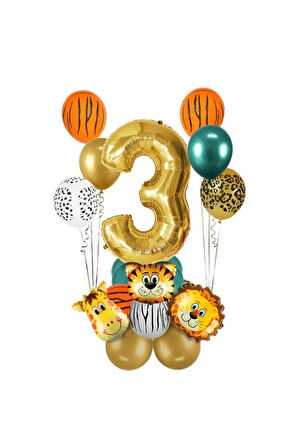 3 Yaş Gold Safari Temalı Balon Seti
