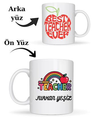 Öğretmene Özel İsim Yazılı Kupa Bardak