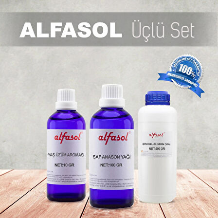 Alfasol 100 Gr Anason Yağı+ 250 Gr Gliserin + 10 Gr Yaş Üzüm Aroması