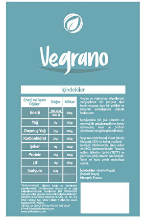 Vegrano Nutritional Yeast (Besin Mayası) 3 x 100 GR