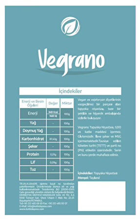 Vegrano Tapyoka Nişastası 3 x 100 GR