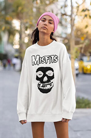 Misfits Baskılı Unisex Oversize Rock Metal Sweatshirt