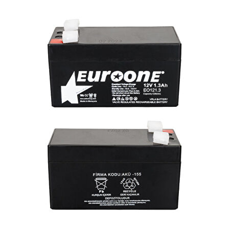 EUROONE EO121.3 12 VOLT - 1.3 AMPER AKÜ (96 X 42 X 52 MM) (81)