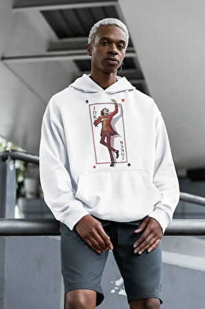 Joker Kart Tasarım Baskılı Unisex Oversize Kötü Karakter Hoodie